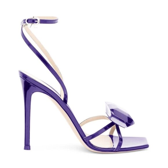 GIANVITO ROSSI Jaipur Indigo Purple Crystal Embellished Leather Sandals Heels Si - Picture 4 of 14